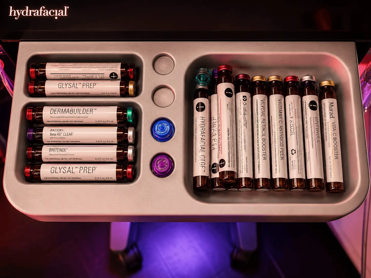 HydraFacial booster tray with treatment vials